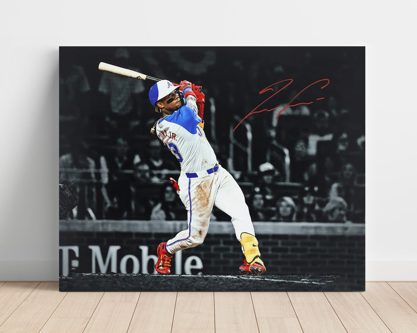 Ronald Acuna Jr - Full Swing Follow Through Baseball Wall Art 16x20 Unframed Print wall art print – Baseball Wall Art decor