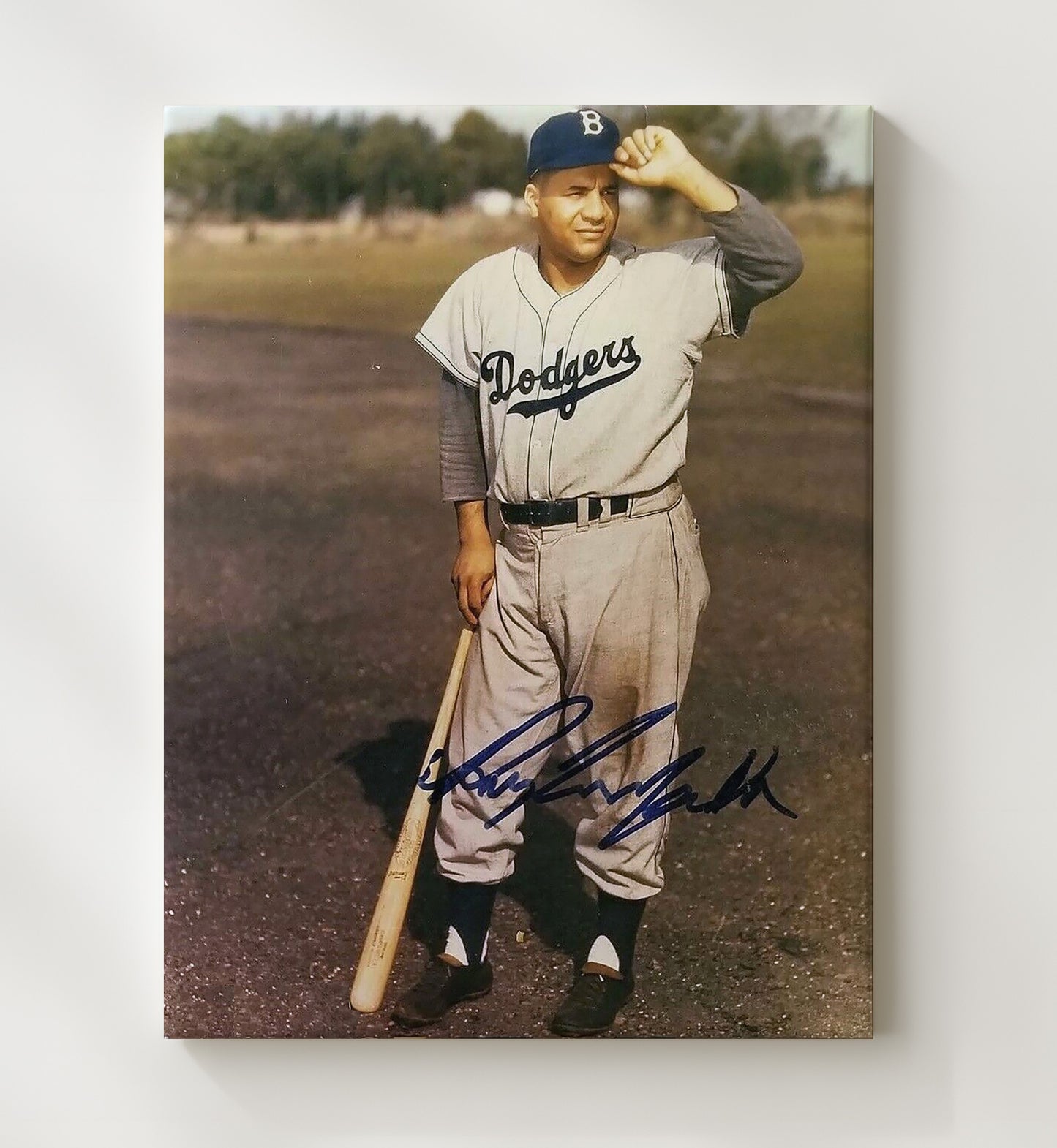 Roy Campanella - Brooklyn Legend Hall Of Fame Catcher Spotlight Baseball Wall Art 20x24 Canvas wall art print – Baseball Wall Art decor