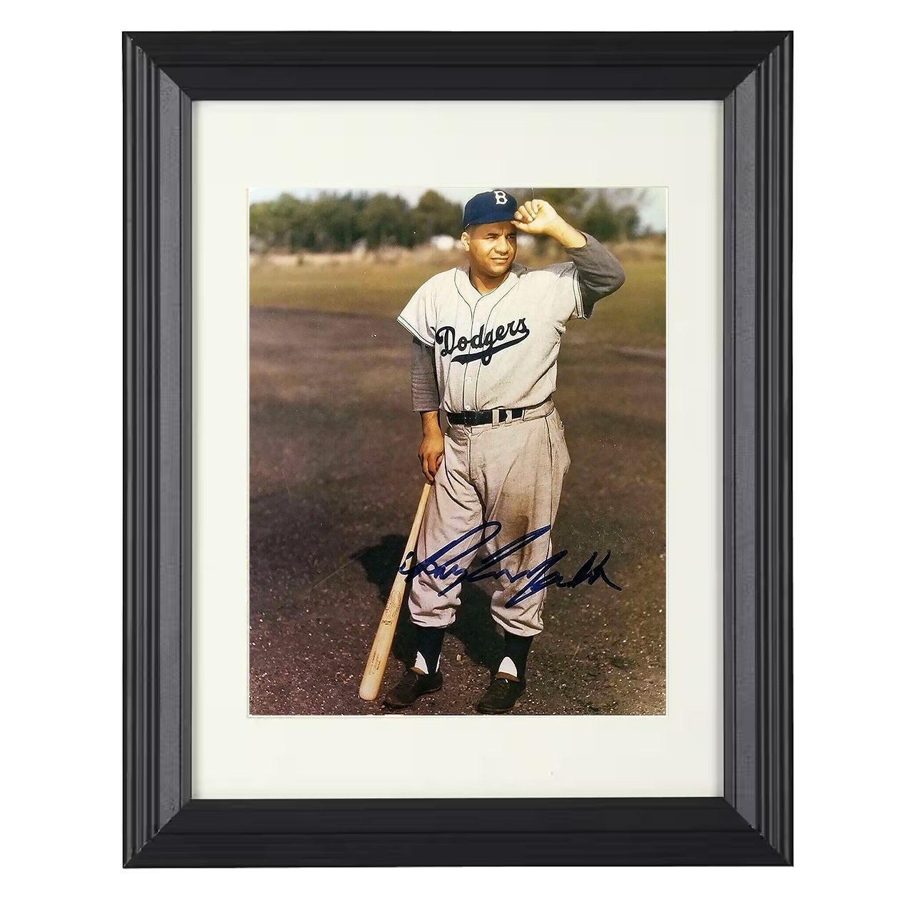 Roy Campanella - Brooklyn Legend Hall Of Fame Catcher Spotlight 8x10 black beveled framed baseball wall art