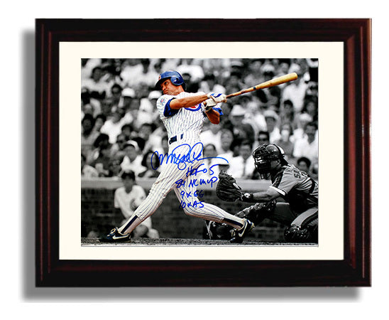 Ryne Sandberg - Inscribed Swing Baseball Wall Art 8x10 Beveled Frame wall art print – Baseball Wall Art decor