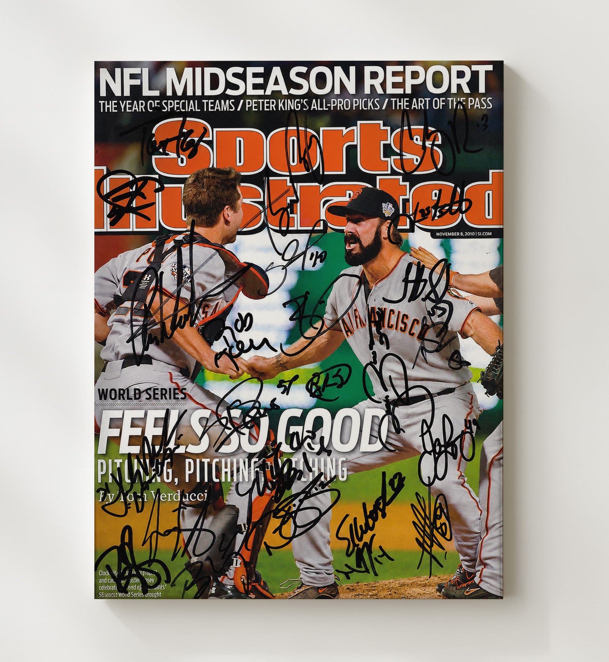 San Francisco 2010 Series SI Cover Championship Roster Spotlight Baseball Wall Art 20x24 Canvas wall art print – Baseball Wall Art decor