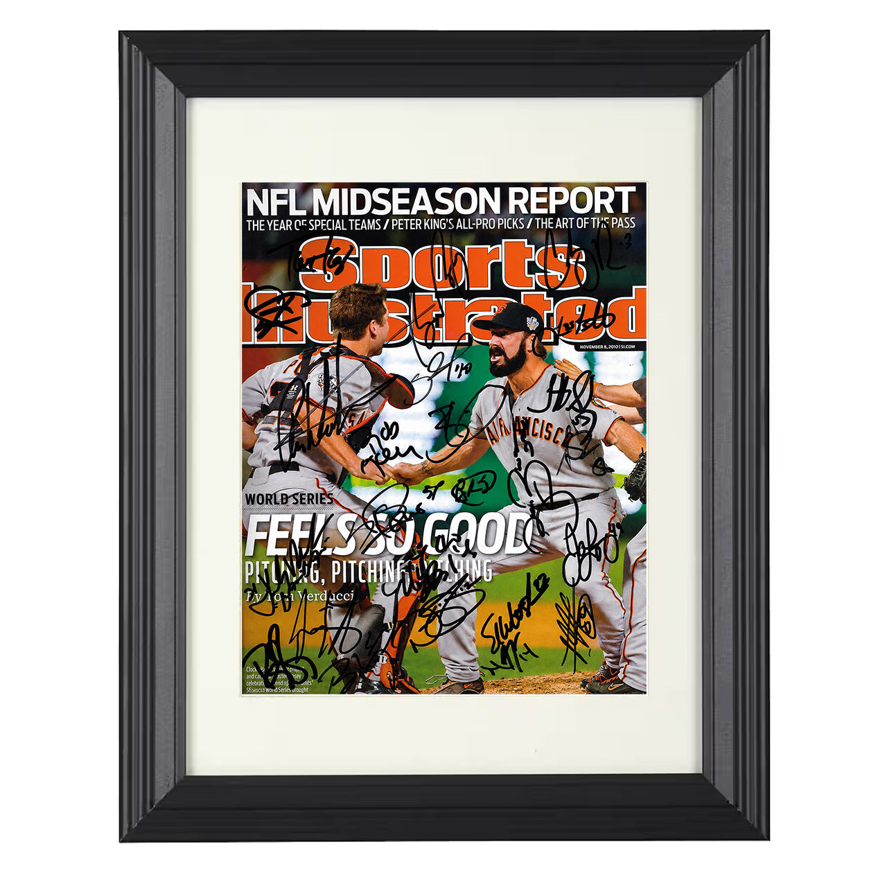 San Francisco 2010 Series SI Cover Championship Roster Spotlight 8x10 black beveled framed baseball wall art