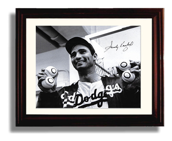 Sandy Koufax - Four No Hitters Landscape Baseball Wall Art 8x10 Beveled Frame wall art print – Baseball Wall Art decor