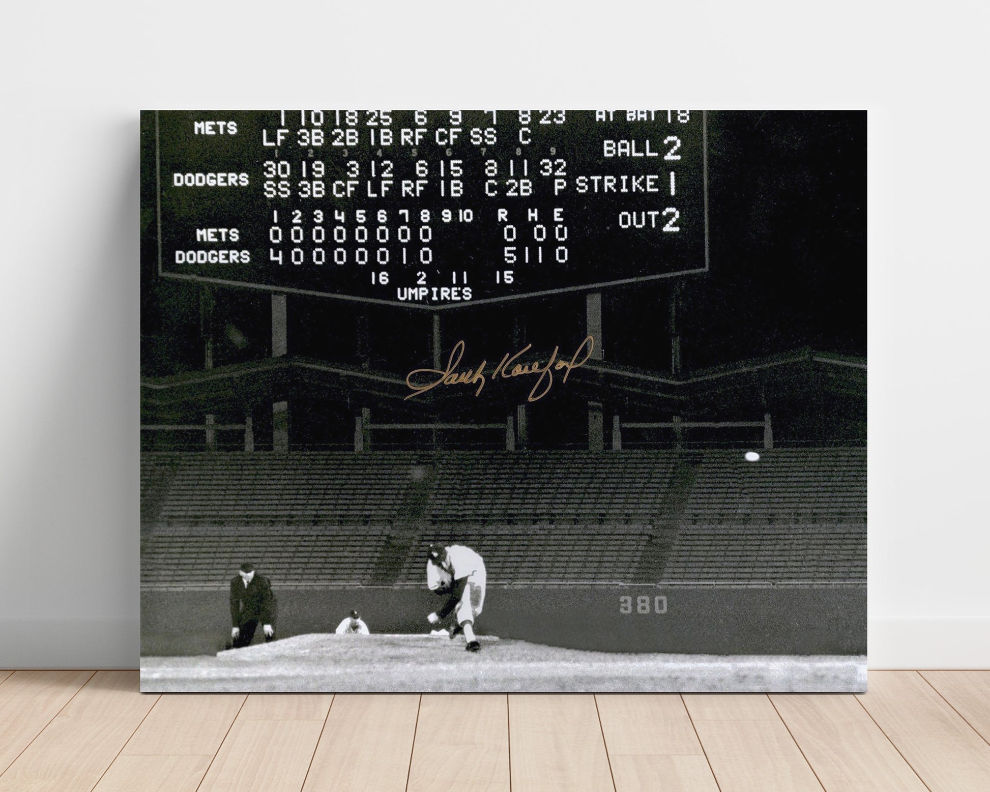 Sandy Koufax - Scoreboard No Hitter Baseball Wall Art 16x20 Unframed Print wall art print – Baseball Wall Art decor