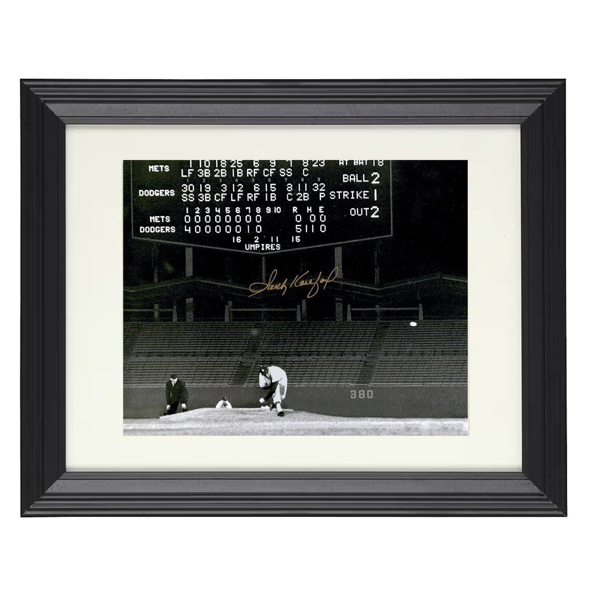 Sandy Koufax - Scoreboard No Hitter 8x10 Beveled Frame baseball wall art