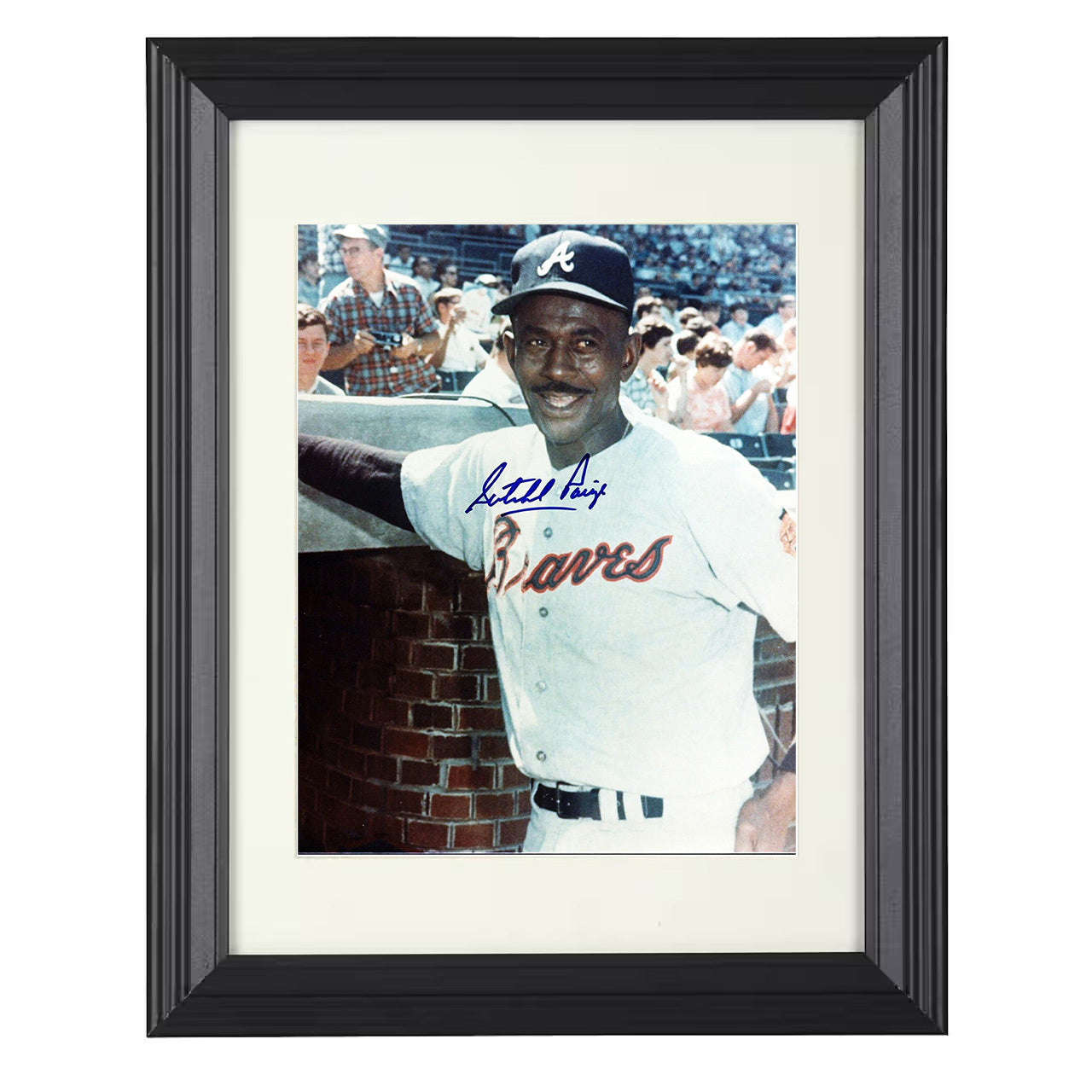 Satchel Paige - Milwaukee Legend Dugout Smile Spotlight 8x10 black beveled framed baseball wall art