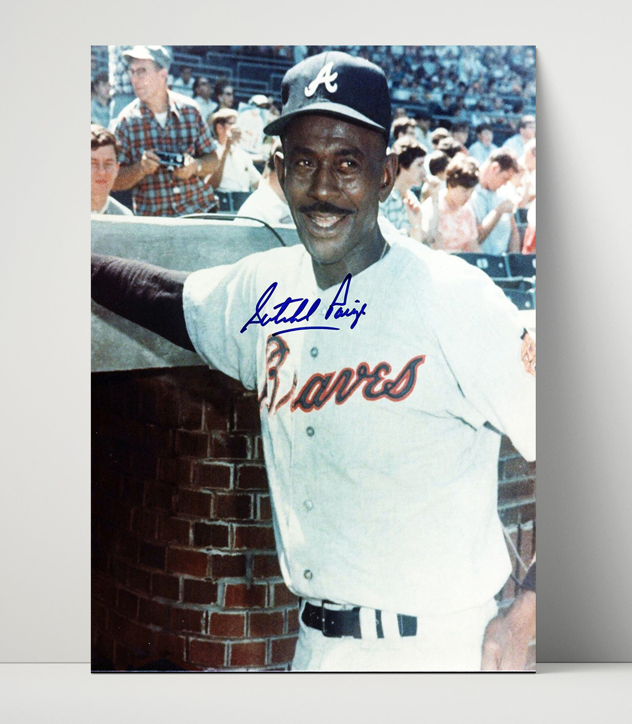 Satchel Paige - Milwaukee Legend Dugout Smile Spotlight Baseball Wall Art 16x20 Unframed Print wall art print – Baseball Wall Art decor