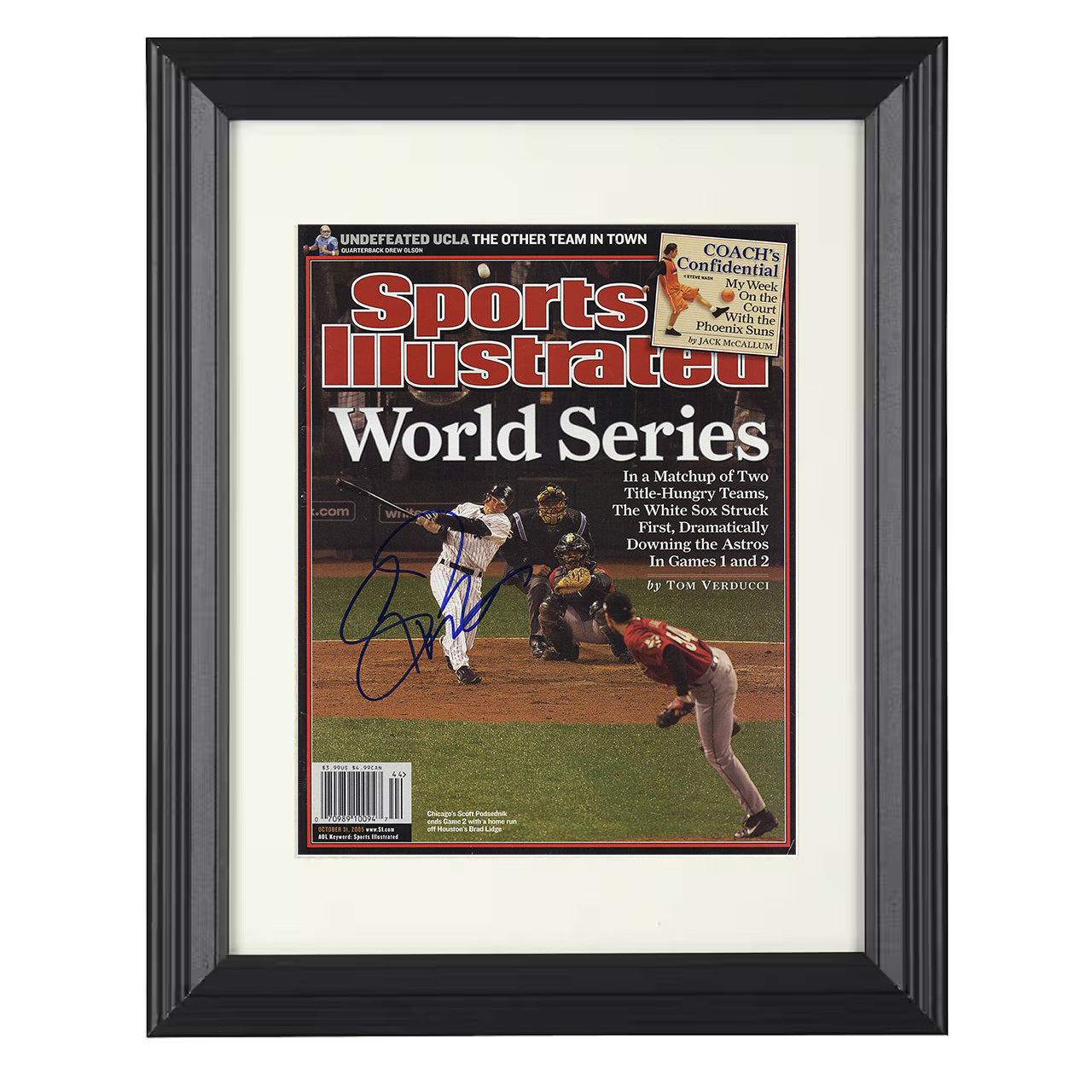 Scott Podsednik - Series walk-off moment SI Cover 2005 8x10 black beveled framed baseball wall art