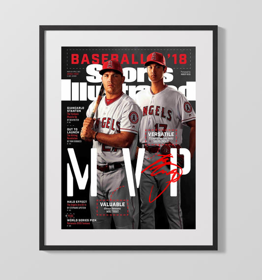 Shohei Ohtani and Mike Trout - Season preview SI Cover 2018 8x10 Canvas baseball wall art