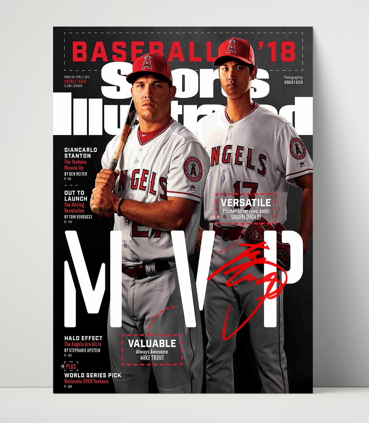 Shohei Ohtani and Mike Trout - Season preview SI Cover 2018 Baseball Wall Art 16x20 Unframed Print wall art print – Baseball Wall Art decor