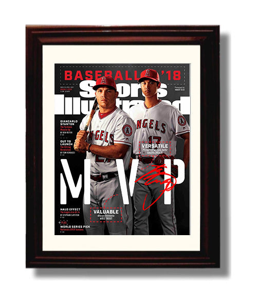 Shohei Ohtani and Mike Trout - Season preview SI Cover 2018 Baseball Wall Art 8x10 Beveled Frame wall art print – Baseball Wall Art decor