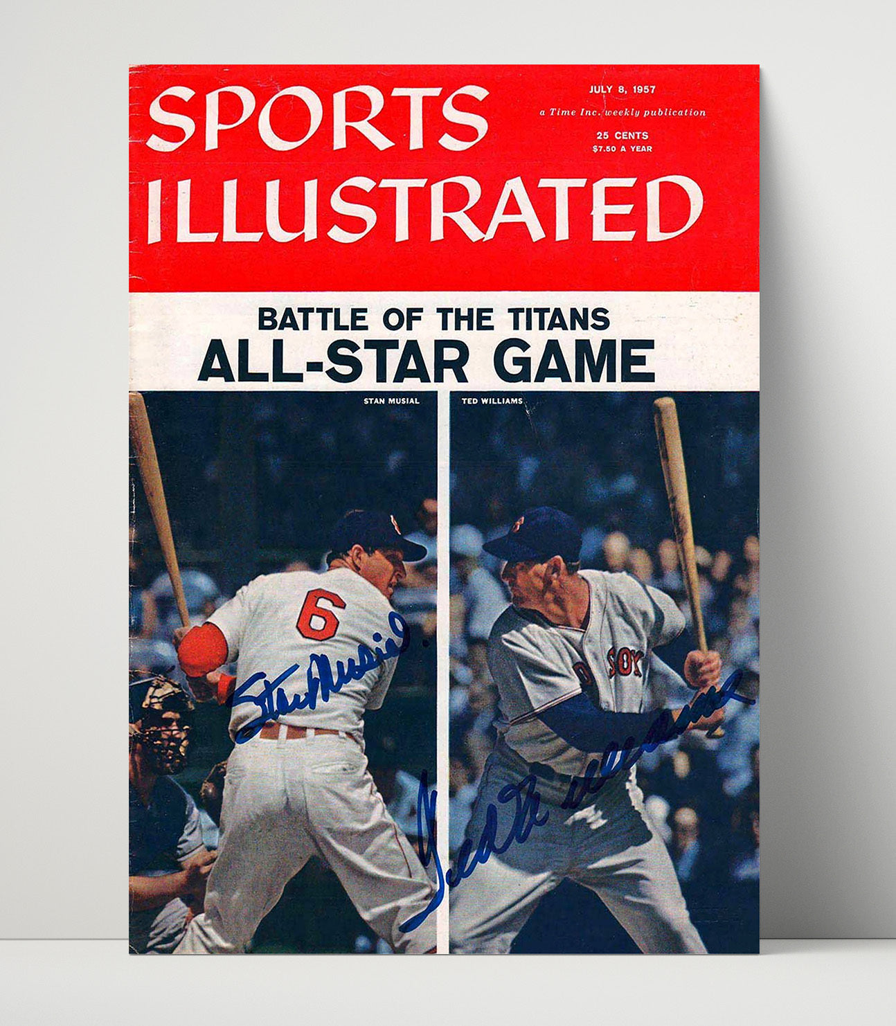Stan Musial - 1957 SI Cover All Star Game Battle Of Titans Baseball Wall Art 16x20 Unframed Print wall art print – Baseball Wall Art decor