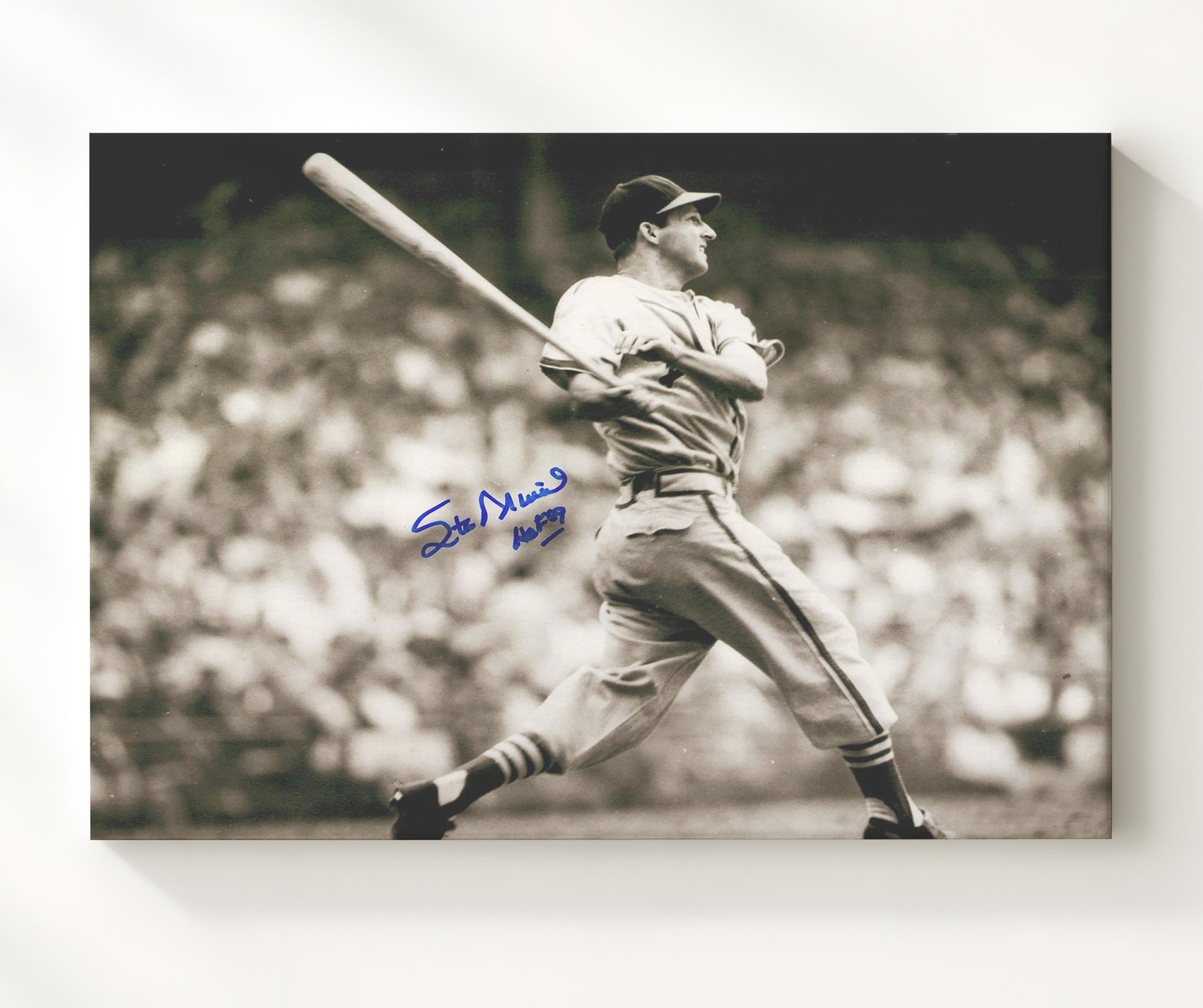 Stan Musial - Full Swing Baseball Wall Art 20x24 Canvas wall art print – Baseball Wall Art decor