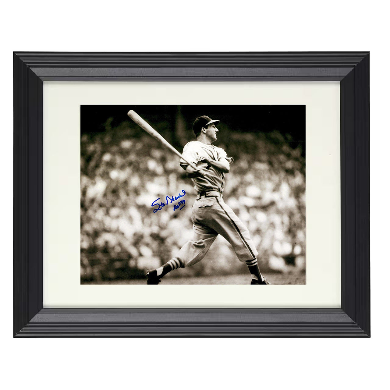 Stan Musial - Full Swing 8x10 black beveled framed baseball wall art