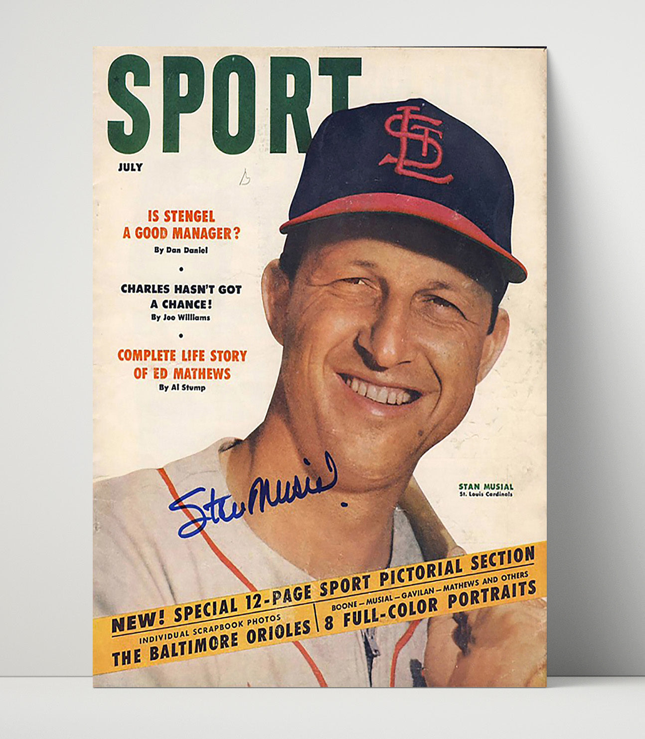 Stan Musial - Sport Magazine July 1954 - Signed Baseball Wall Art 16x20 Unframed Print wall art print – Baseball Wall Art decor