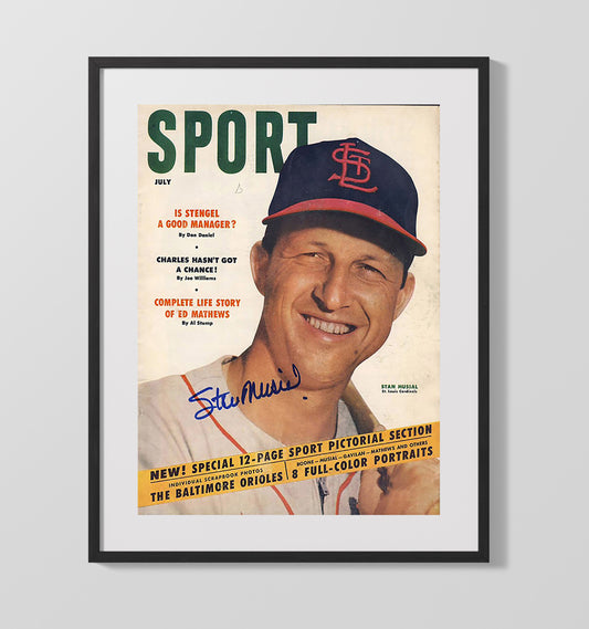 Stan Musial - Sport Magazine July 1954 - Signed 8x10 Canvas baseball wall art