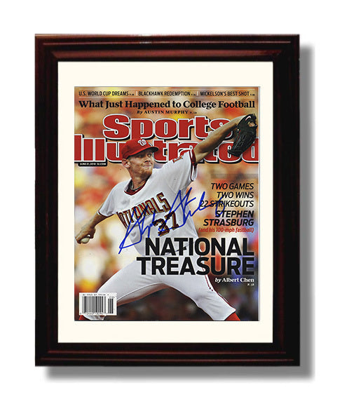Stephen Strasburg - National Treasure SI Cover 2010 Baseball Wall Art 8x10 Beveled Frame wall art print – Baseball Wall Art decor