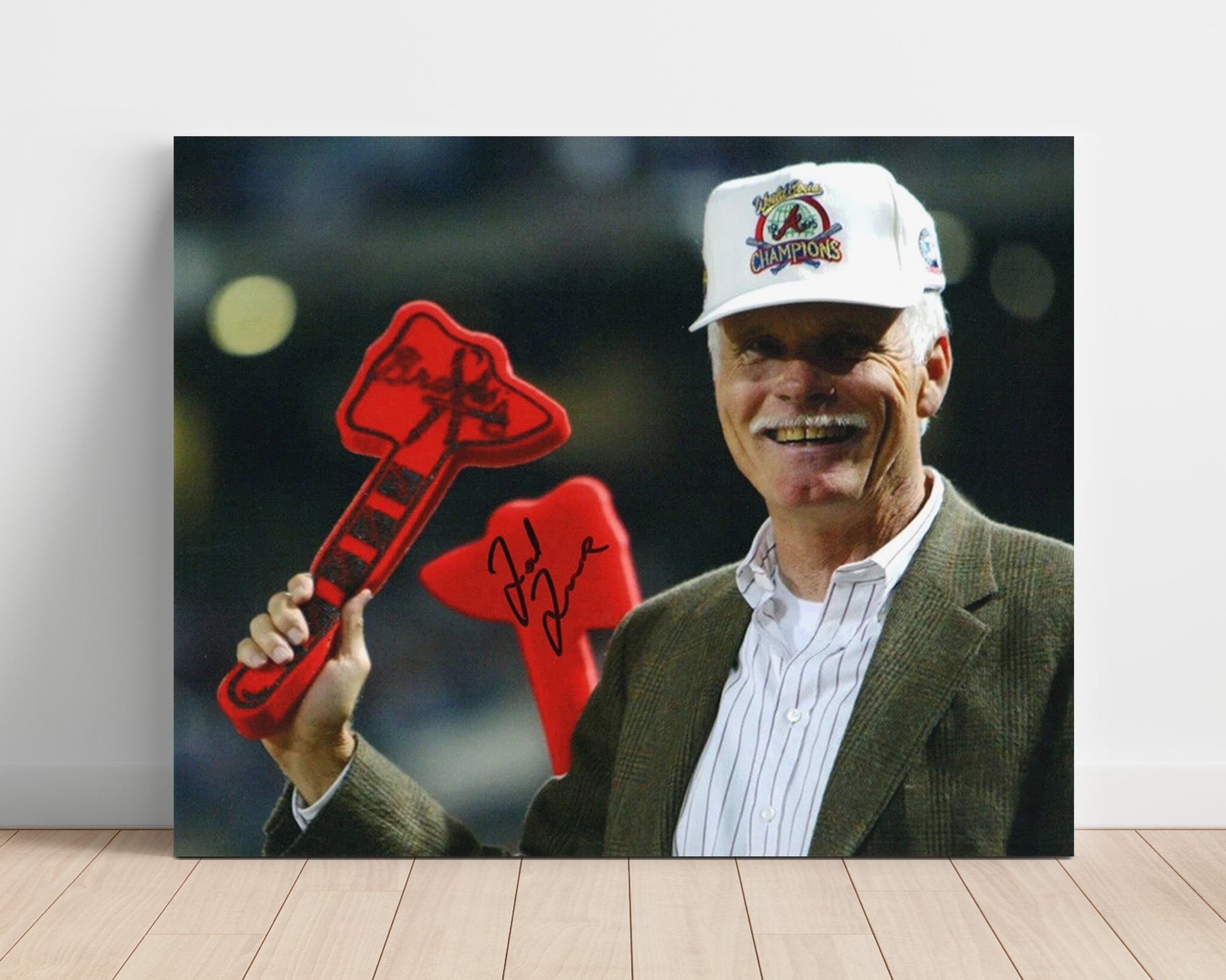 Ted Turner - Atlanta Championship Tomahawk Celebration Baseball Wall Art 16x20 Unframed Print wall art print – Baseball Wall Art decor