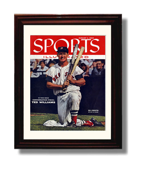 Ted Williams - Batting Stance SI Cover Baseball Wall Art 8x10 Beveled Frame wall art print – Baseball Wall Art decor
