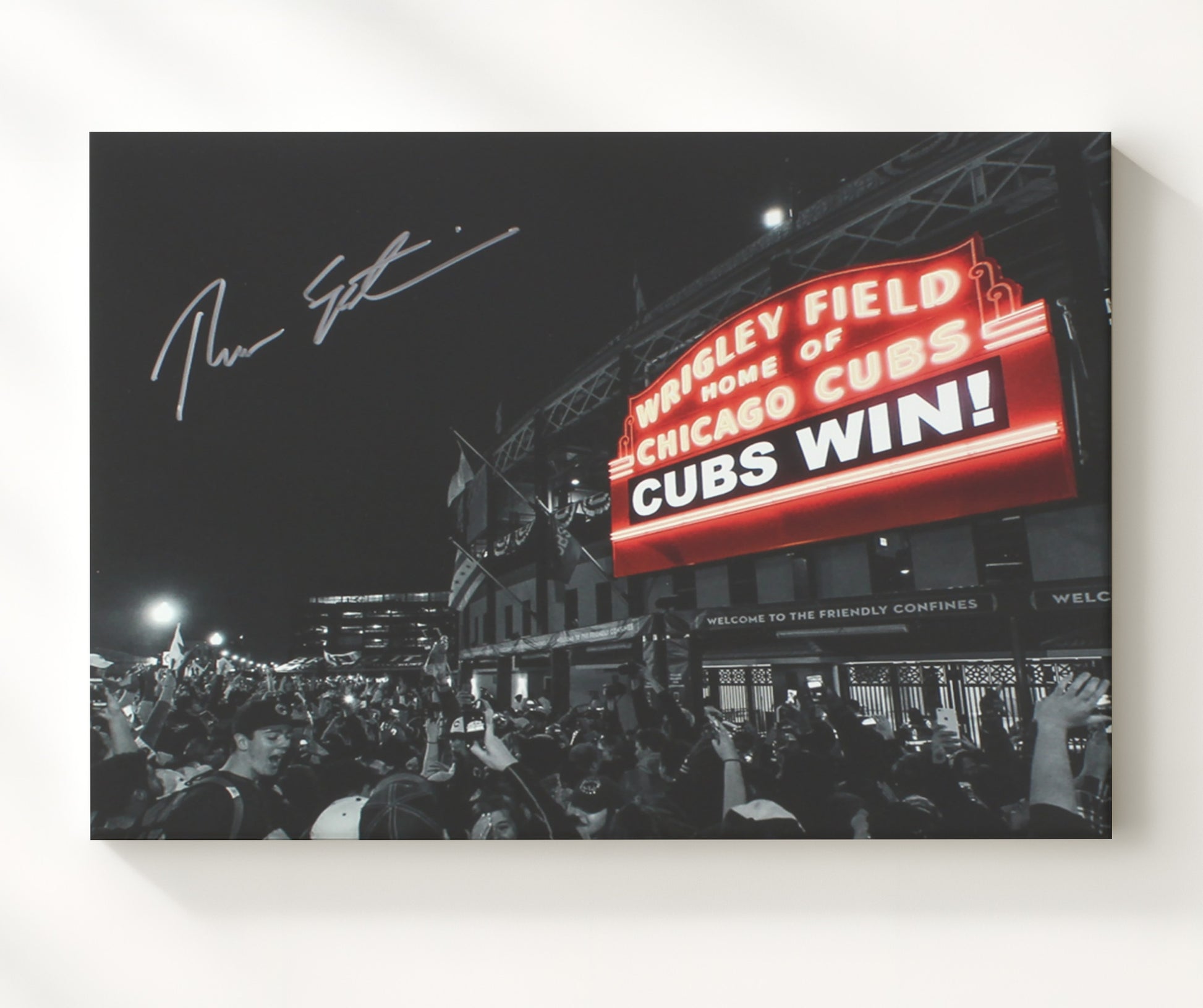 Theo Epstein - Cubs Win Marquee Spotlight Baseball Wall Art 20x24 Canvas wall art print – Baseball Wall Art decor