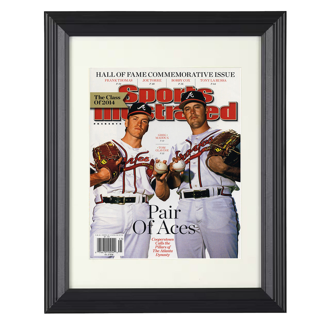 Tom Glavine and Greg Maddux - Pair of Aces SI Cover 2014 8x10 black beveled framed baseball wall art