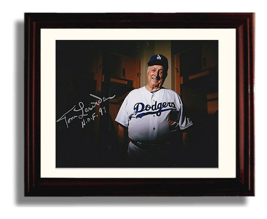 Tommy Lasorda - Locker Room Spotlight Landscape Baseball Wall Art 8x10 Beveled Frame wall art print – Baseball Wall Art decor