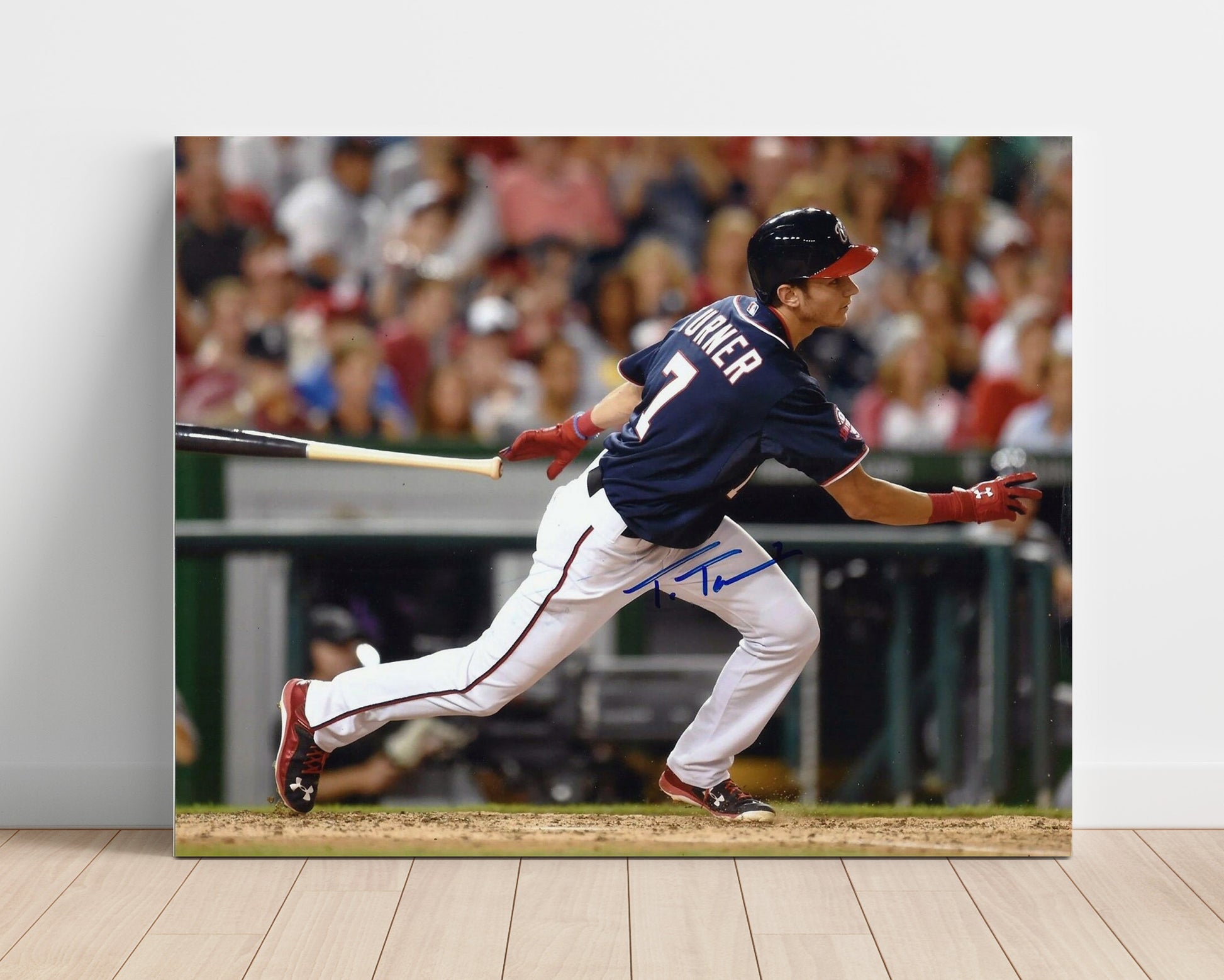 Trea Turner - Full Extension Contact Baseball Wall Art 16x20 Unframed Print wall art print – Baseball Wall Art decor