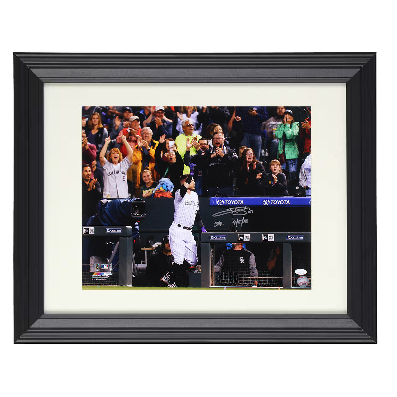Trevor Story - Rockies Action Shot 8x10 black beveled framed baseball wall art