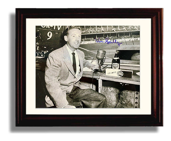 Vin Scully - Broadcast Booth Classic Baseball Wall Art 8x10 Beveled Frame wall art print – Baseball Wall Art decor