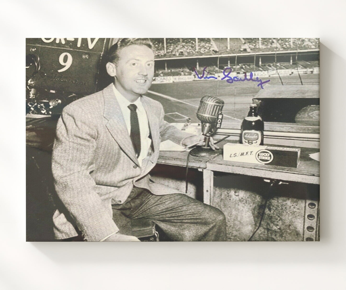 Vin Scully - Broadcast Booth Classic Baseball Wall Art 20x24 Canvas wall art print – Baseball Wall Art decor