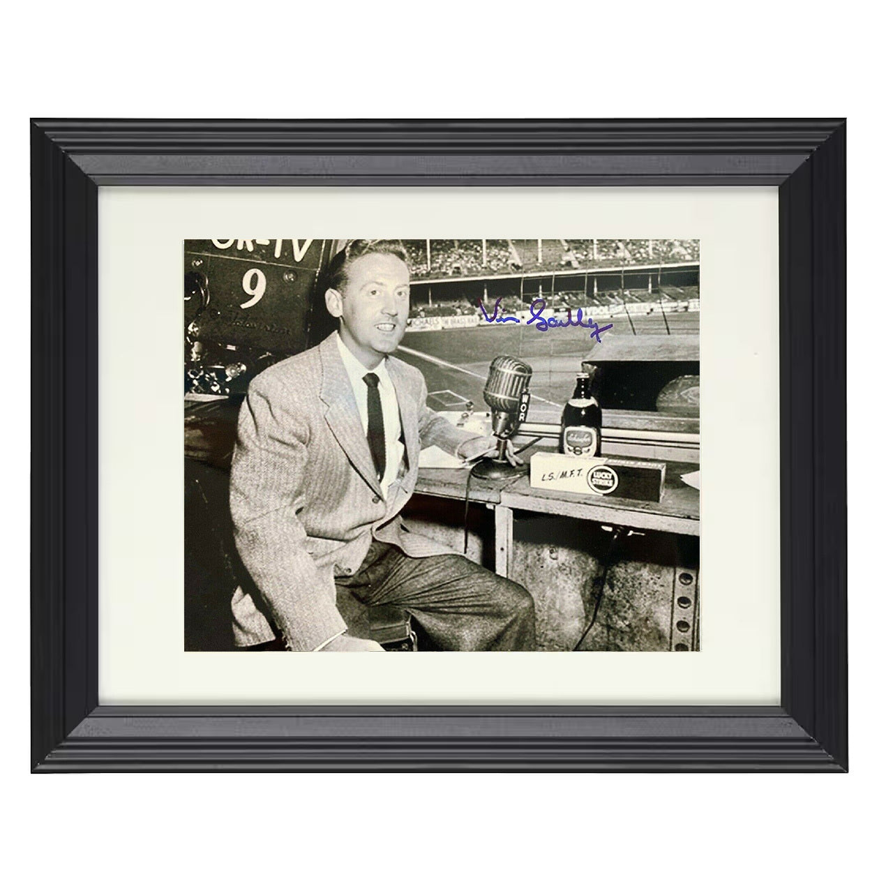 Vin Scully - Broadcast Booth Classic 8x10 black beveled framed baseball wall art