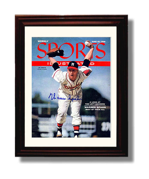 Warren Spahn - Pitching Windup SI Cover Baseball Wall Art 8x10 Beveled Frame wall art print – Baseball Wall Art decor