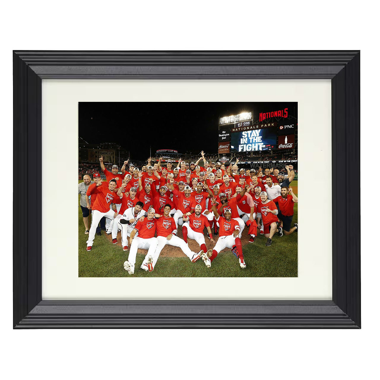 Washington Nationals - 2019 Series Dogpile 8x10 black beveled framed baseball wall art