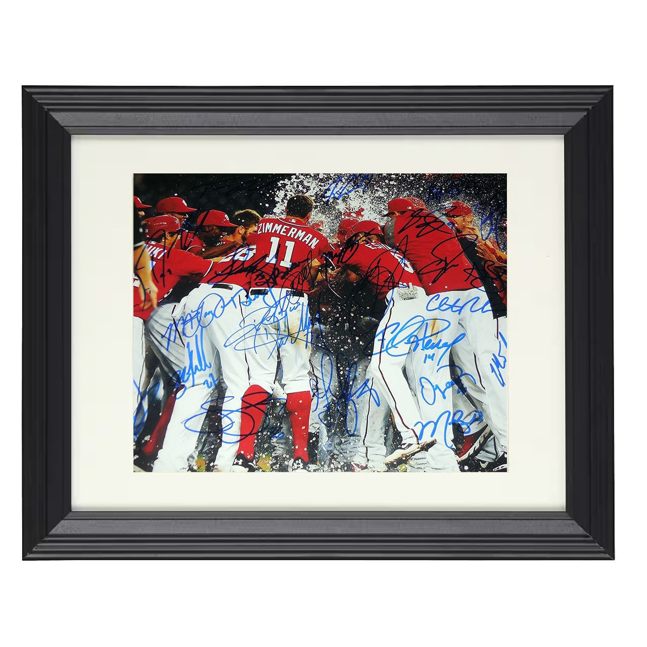 Washington Nationals - Champagne Celebration Signed Spotlight 8x10 black beveled framed baseball wall art