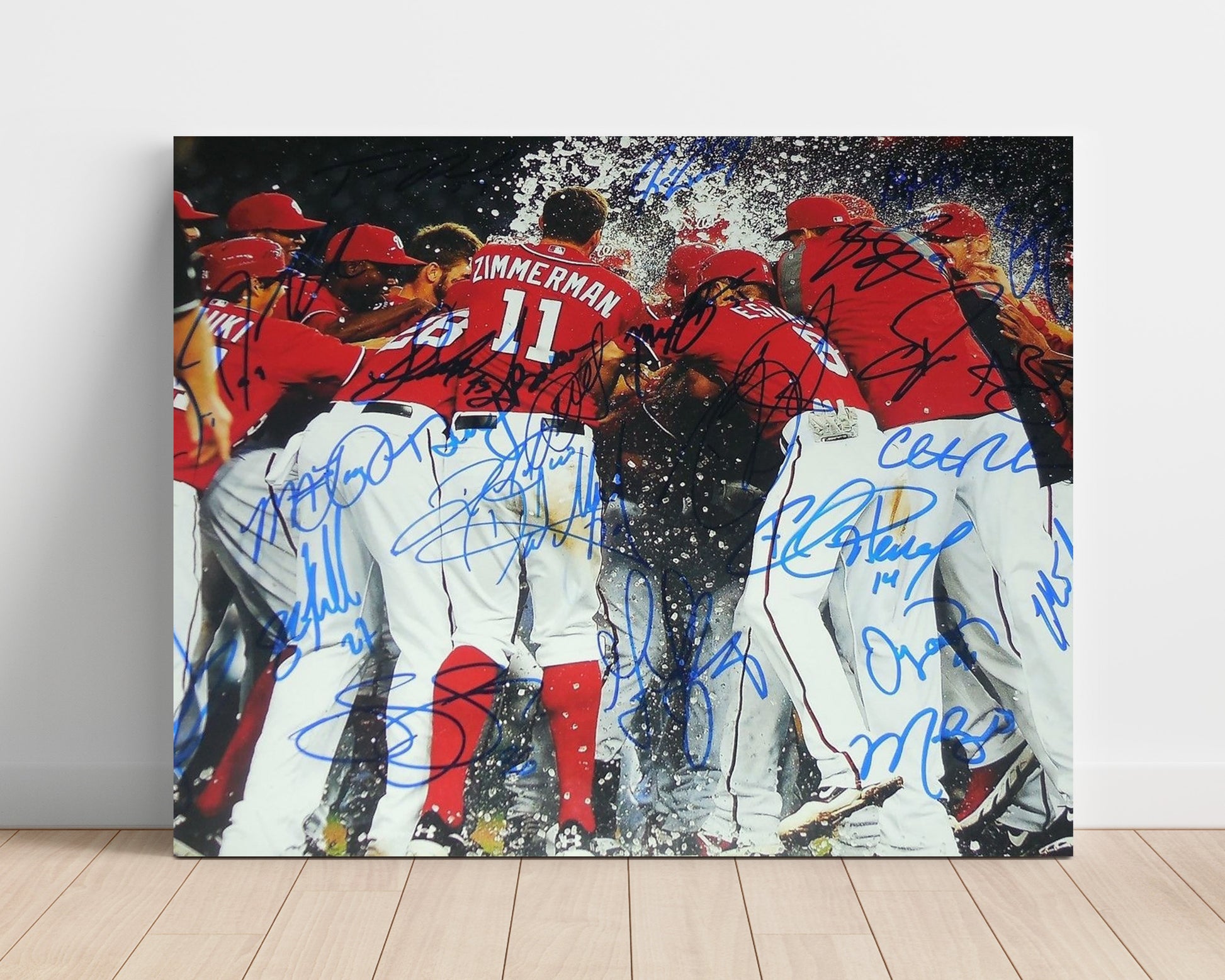 Washington Nationals - Champagne Celebration Signed Spotlight Baseball Wall Art 16x20 Unframed Print wall art print – Baseball Wall Art decor
