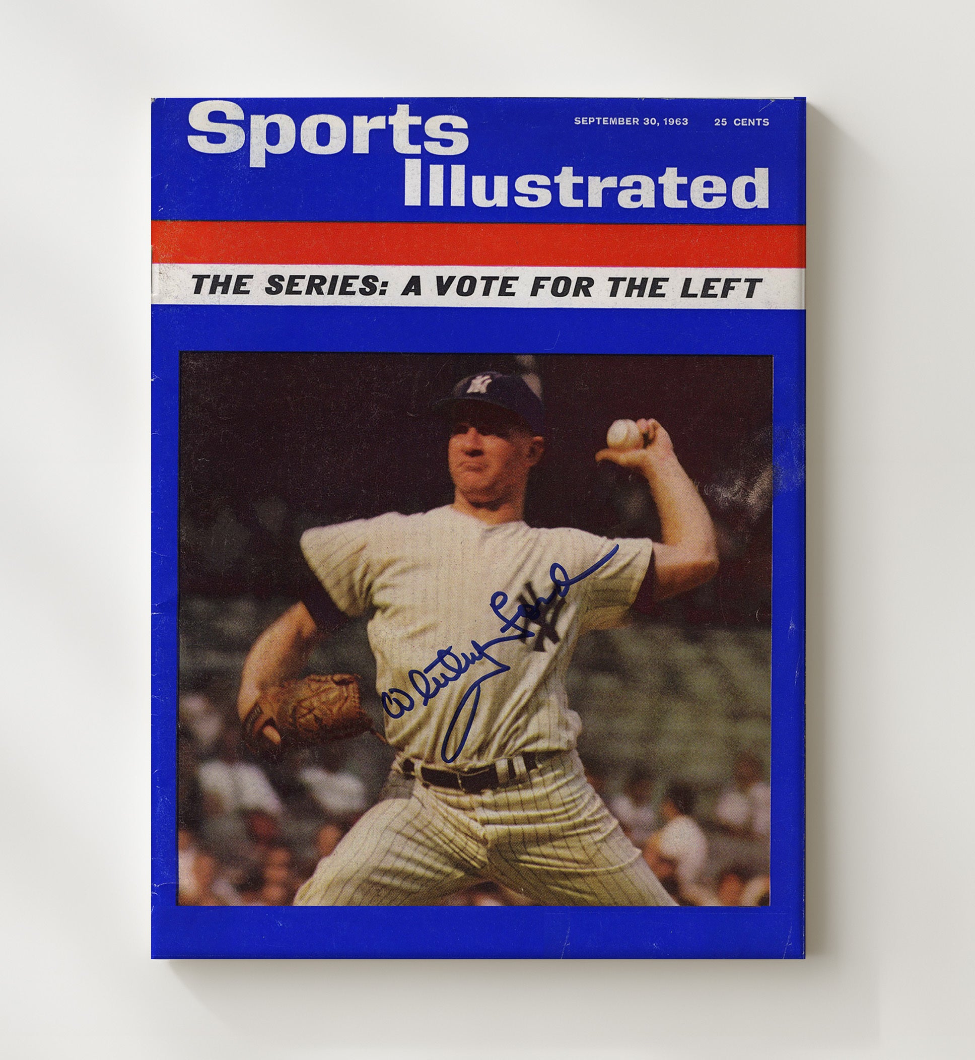 Whitey Ford - Pitching Action SI Cover Baseball Wall Art 20x24 Canvas wall art print – Baseball Wall Art decor