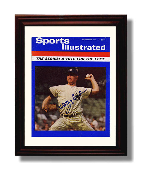 Whitey Ford - Pitching Action SI Cover Baseball Wall Art 8x10 Beveled Frame wall art print – Baseball Wall Art decor