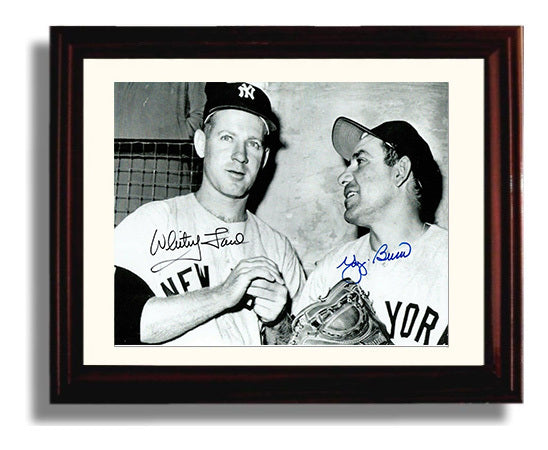 Whitey Ford and Yogi Berra - Hall of Fame Battery Landscape Baseball Wall Art 8x10 Beveled Frame wall art print – Baseball Wall Art decor