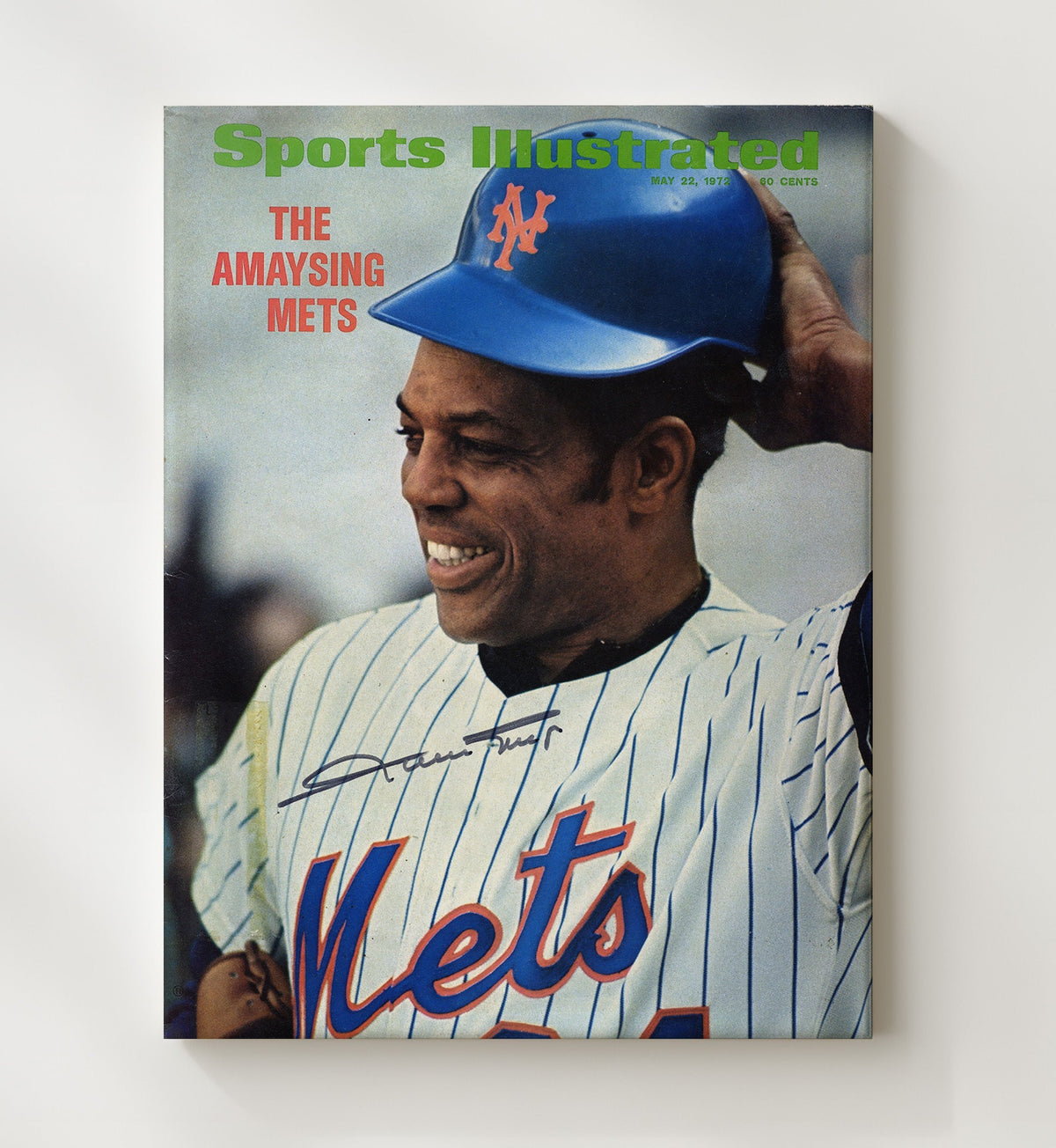 Willie Mays - Helmet Adjustment SI Cover 8x10 Canvas baseball wall art