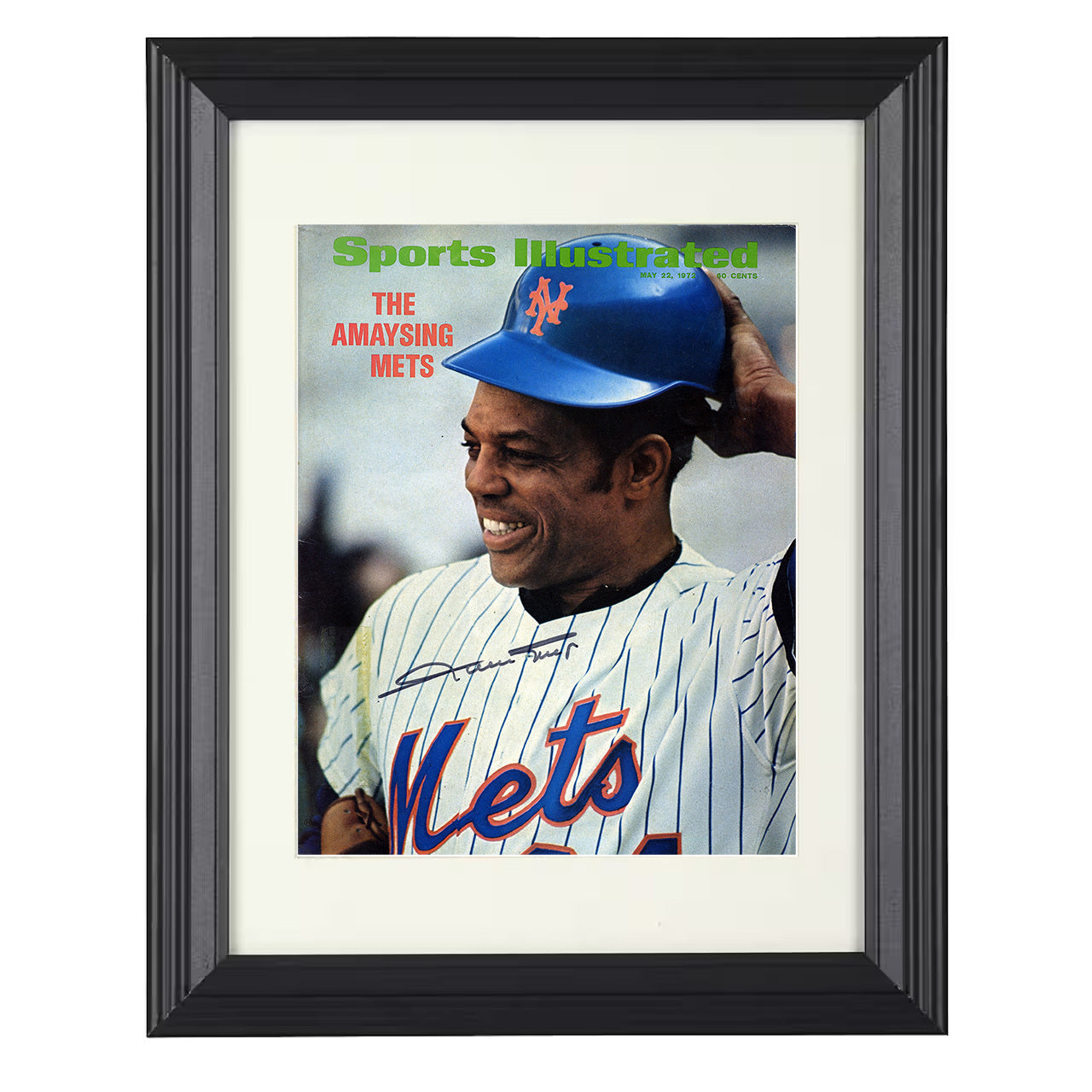 Willie Mays - Helmet Adjustment SI Cover Spotlight 8x10 black beveled framed baseball wall art