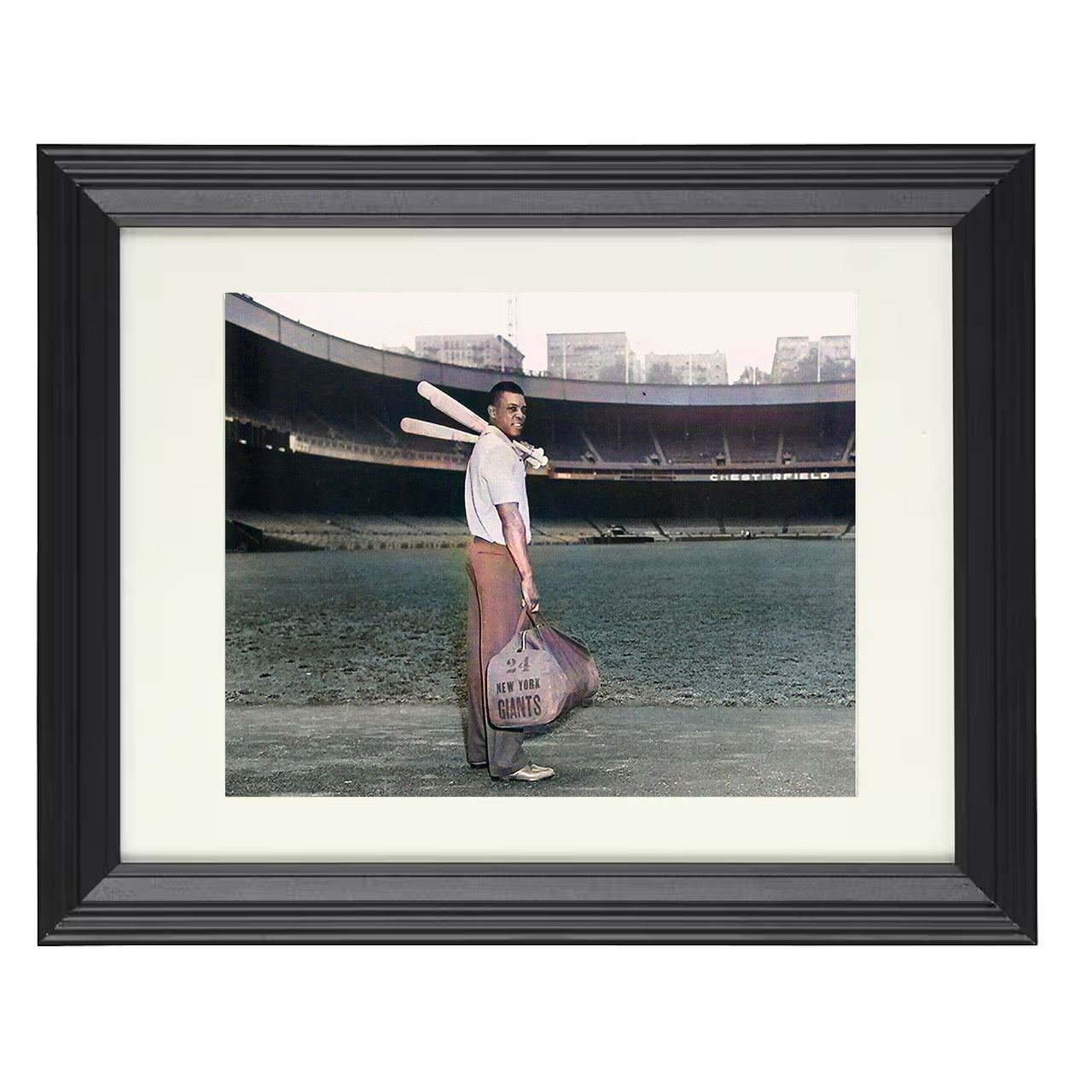 Willie Mays - Polo Grounds Arrival 8x10 black beveled framed baseball wall art
