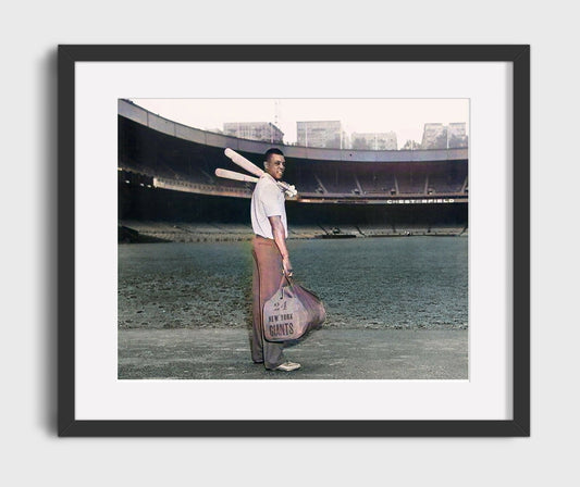 Willie Mays - Polo Grounds Arrival 8x10 Canvas baseball wall art