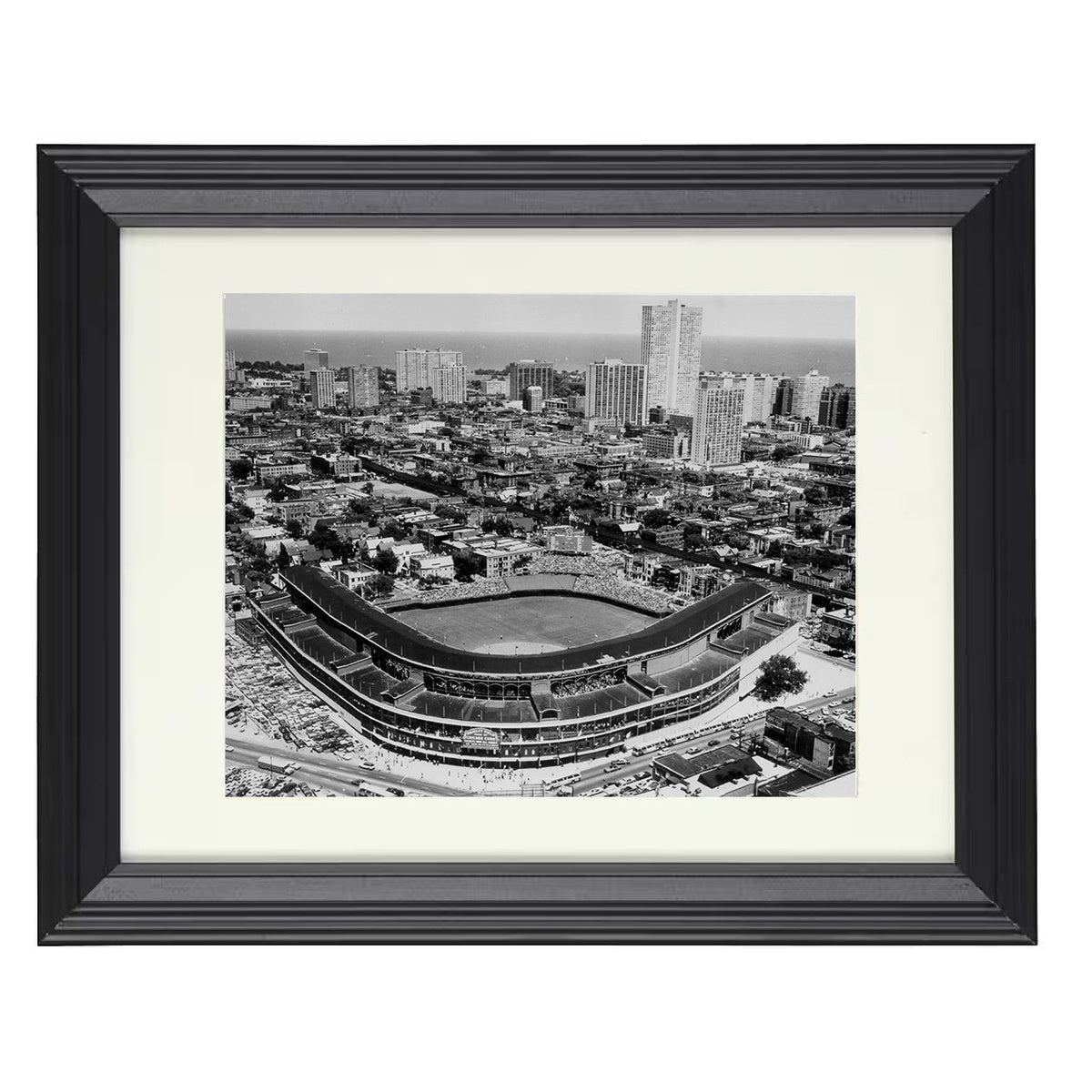 Wrigley Field - Aerial Stadium View 8x10 Beveled Frame baseball wall art