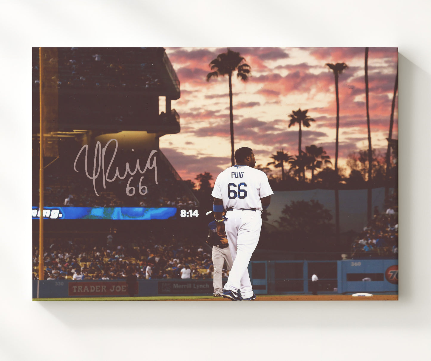 Yasiel Puig - Ballpark at Sunset Spotlight Baseball Wall Art 20x24 Canvas wall art print – Baseball Wall Art decor