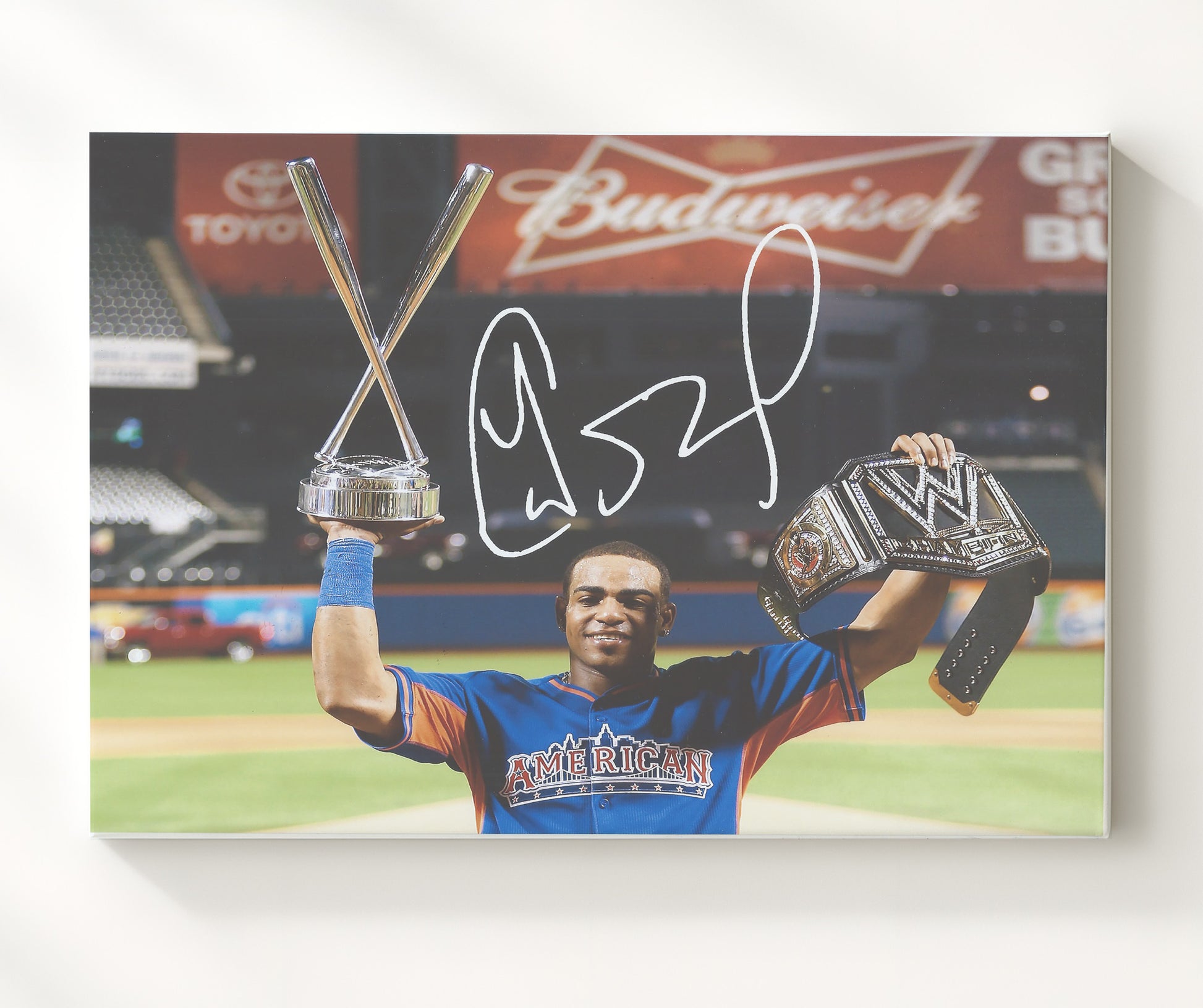 Yoenis Cespedes - Red Sox Championship Salute Baseball Wall Art 20x24 Canvas wall art print – Baseball Wall Art decor