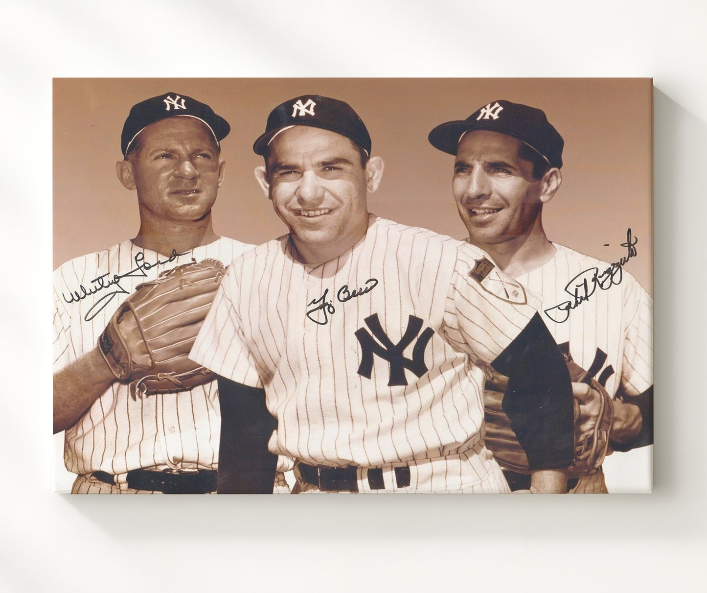 Yogi Berra Whitey Ford and Phil Rizzuto - Yankees Legends Baseball Wall Art 20x24 Canvas wall art print – Baseball Wall Art decor