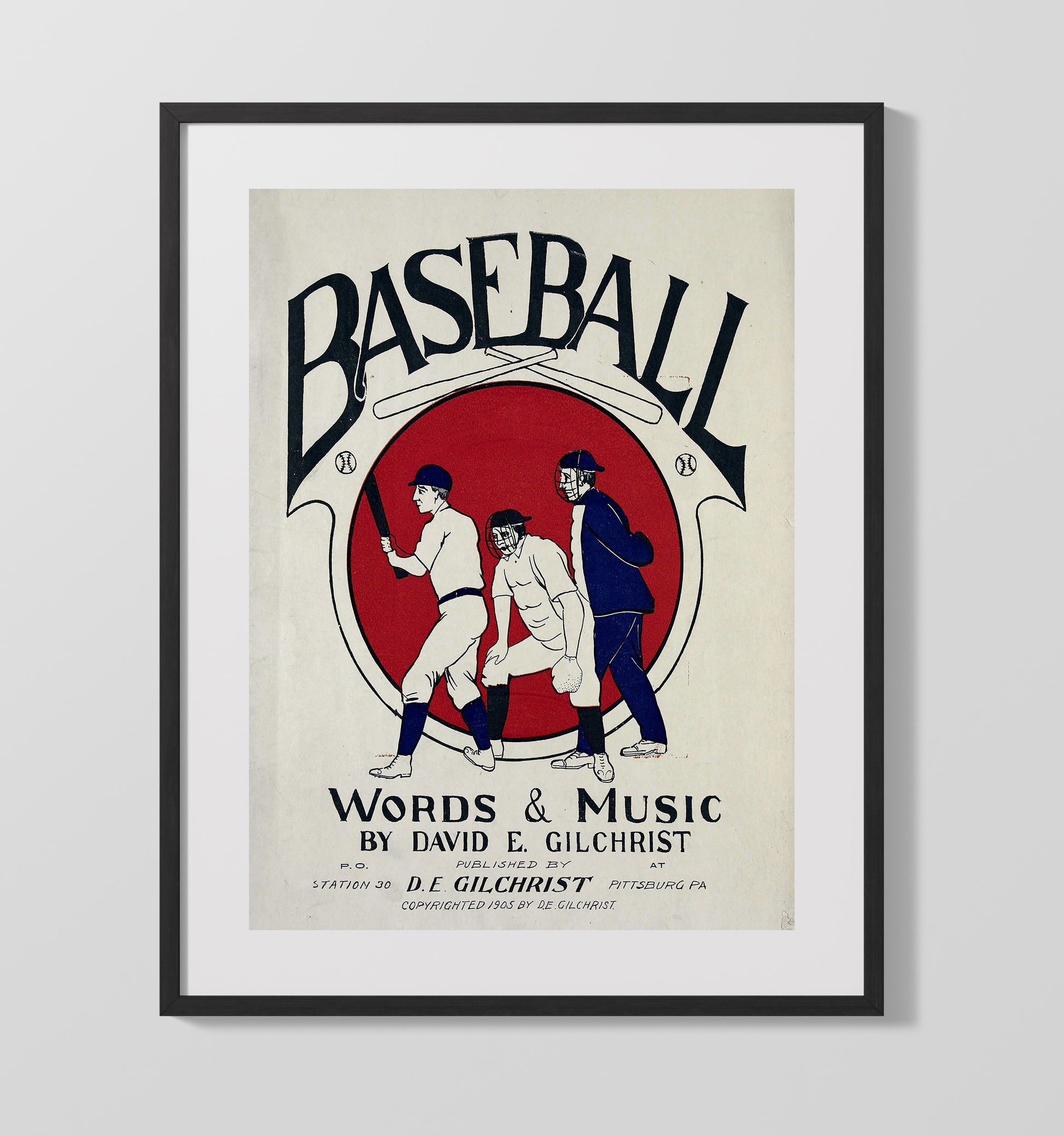 Baseball - Sheet Music Cover Wall Art 16x20 Gallery Frame wall art print – Baseball Wall Art decor