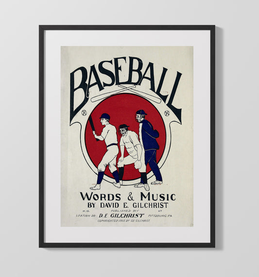 Baseball - Sheet Music Cover 8x10 Canvas baseball wall art