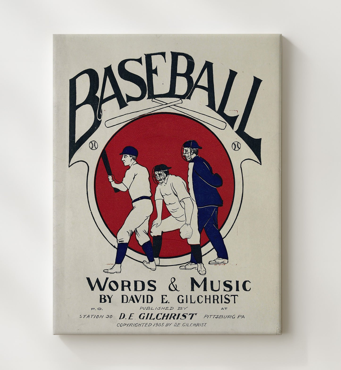Baseball - Sheet Music Cover Wall Art 20x24 Canvas wall art print – Baseball Wall Art decor