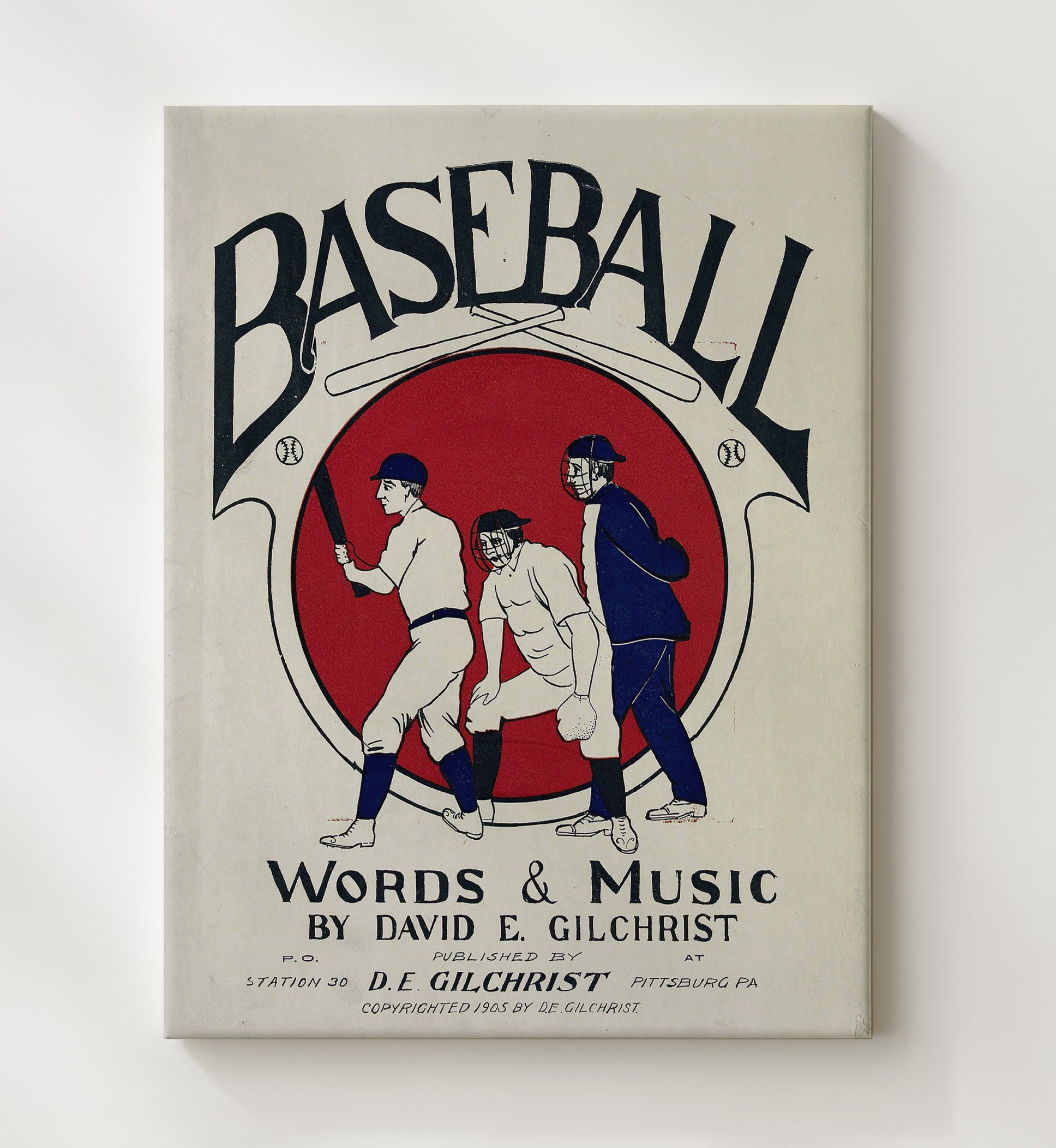 Baseball - Sheet Music Cover Wall Art 20x24 Canvas wall art print – Baseball Wall Art decor